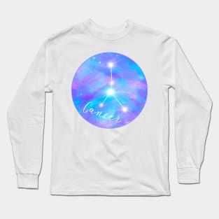 Cancer Zodiac sign. Cancer constellation on galaxy background Long Sleeve T-Shirt